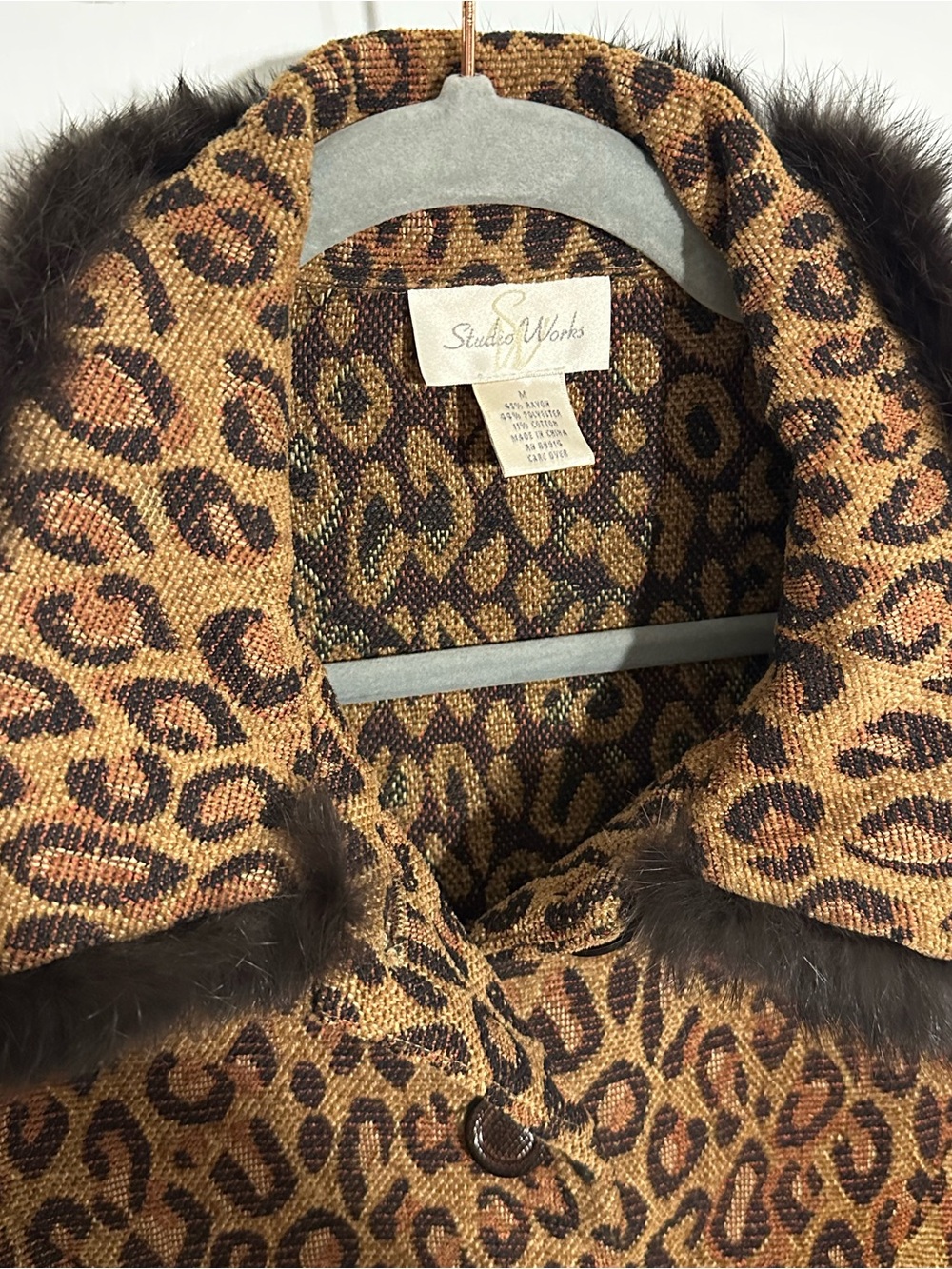 Vintage Studio Works Leopard-Print Pea Coat - Picture 4 of 5